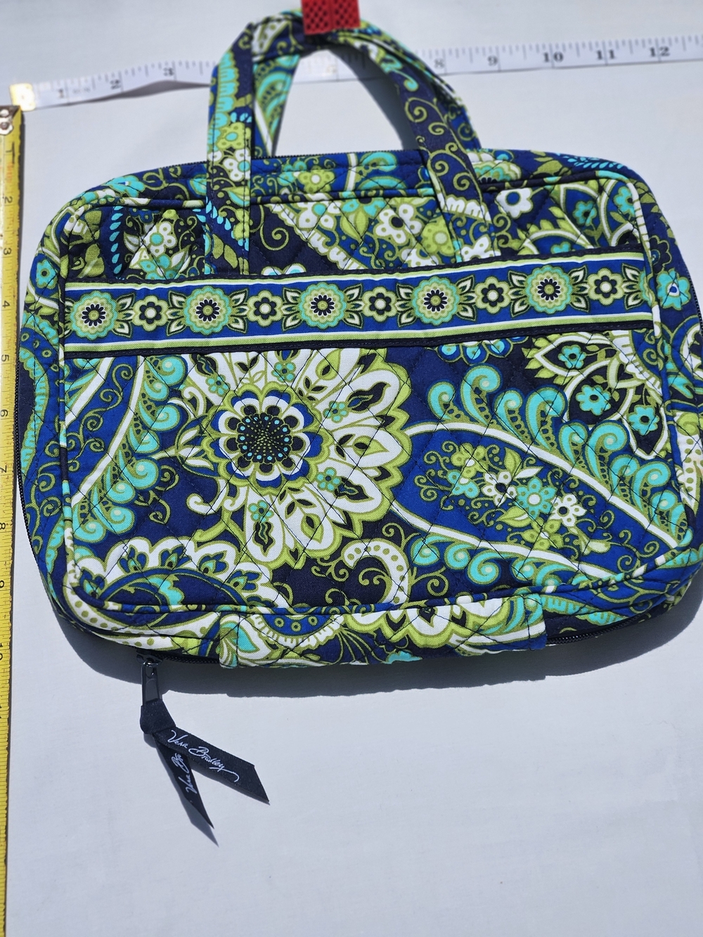 Vera Bradley Rythm And Blues Paisley Quilted Good Book Carry Case - Teal & Navy
